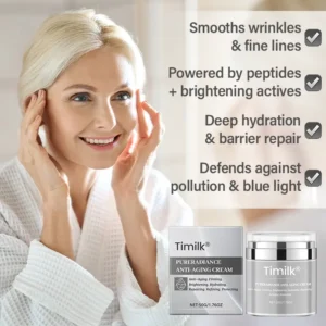 Timilk® PureRadiance Anti-Aging Cream (Reveal Youthful, Radiant Skin – Advanced formula that smooths wrinkles, brightens complexion, and restores vitality with peptide technology)