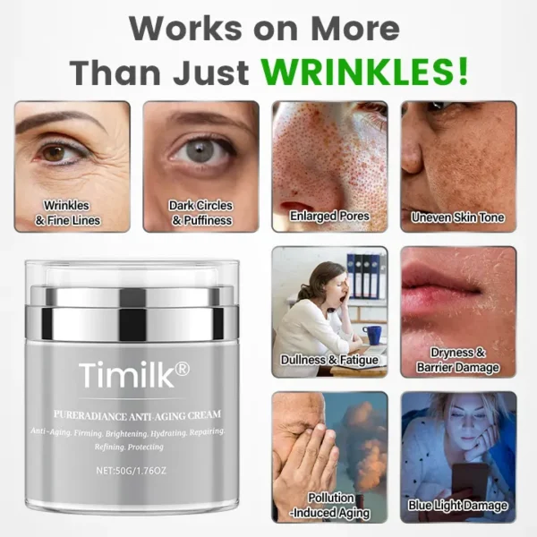 Timilk® PureRadiance Anti-Aging Cream (Reveal Youthful, Radiant Skin – Advanced formula that smooths wrinkles, brightens complexion, and restores vitality with peptide technology)