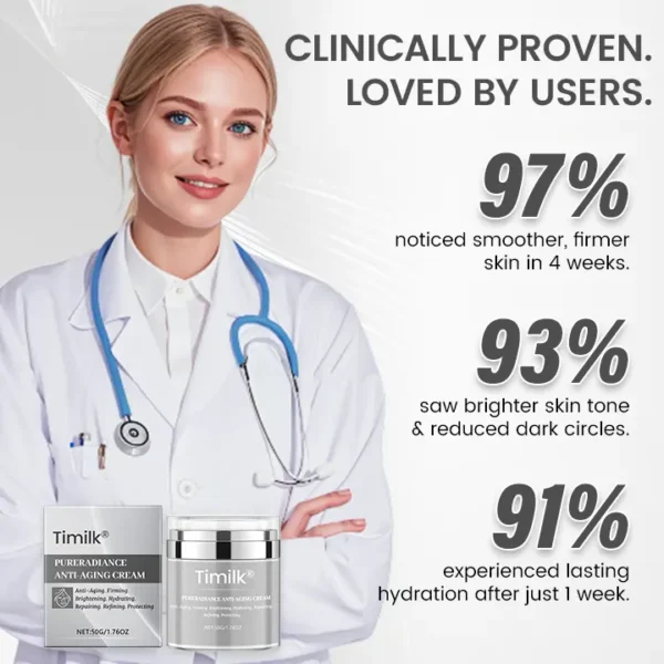 Timilk® PureRadiance Anti-Aging Cream (Reveal Youthful, Radiant Skin – Advanced formula that smooths wrinkles, brightens complexion, and restores vitality with peptide technology)